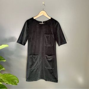 FRNCH Black Mini Dress Faux Suede Dress Women Small